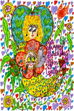 Happy Birthday Mommy Gail Doodle Art 4 X 6